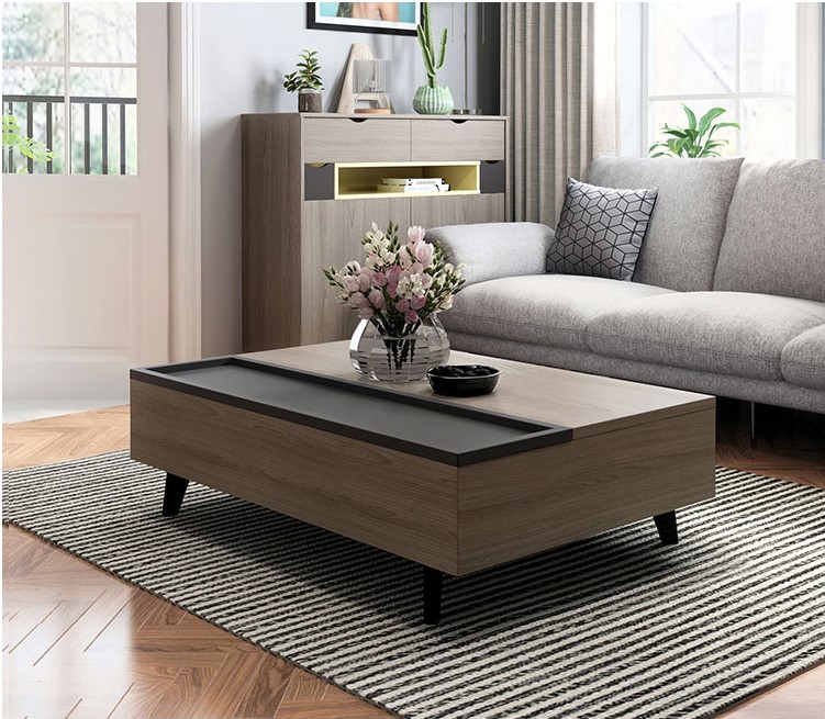 Modern designer wooden lift top coffee table set for living