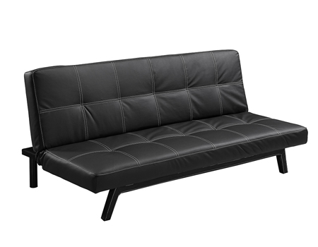 Modern design living room sofa lazy black leather sofa cum b