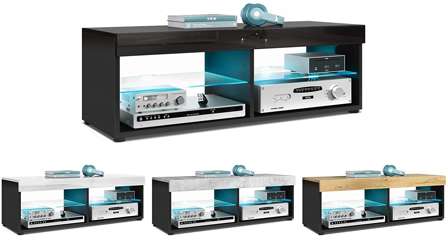 TV Stand Unit Pure, Top and Front Panels with RGB LED Light