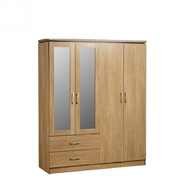 Simple and Modern Bedroom Wooden Wardrobe Closet with Mirror
