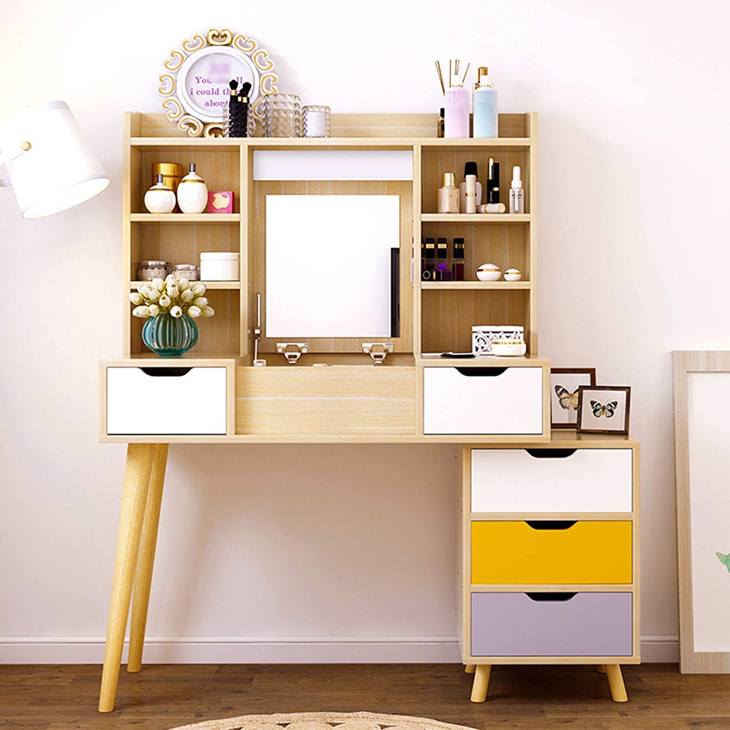 Dressing table , vanity table with storage shelves